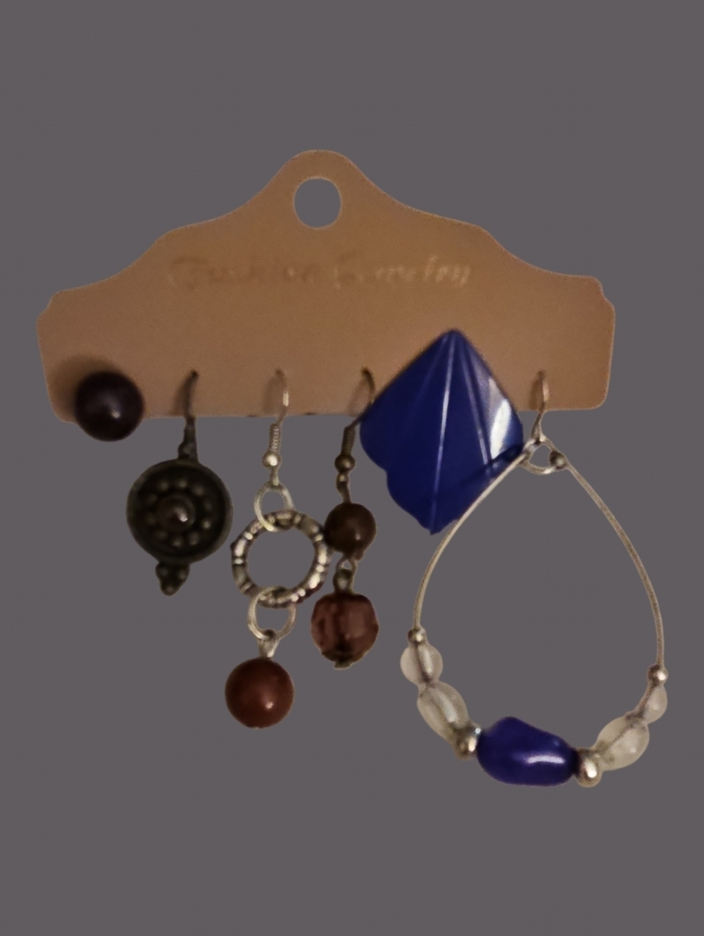 Vintage Six Single Purple Beaded Dangle and Post Earrings